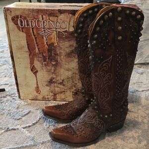 Old Gringo Brown Embellished Stud Western Cowboy Boots, Women's 7.5